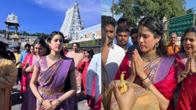 Photo of तिरुपति बालाजी के दर पहुंचीं जान्हवी कपूर, ‘Peddi’ की रिलीज पर किए दर्शन