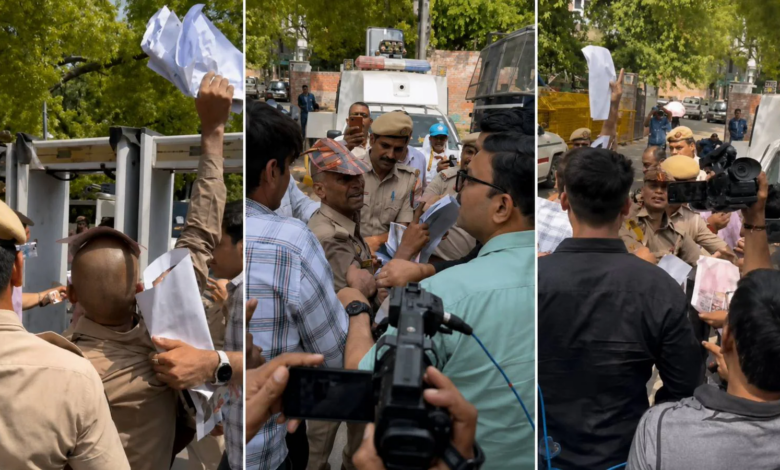 Delhi Police use water cannon and lathicharge on CJP protesters during Parliament march at Jantar Mantar