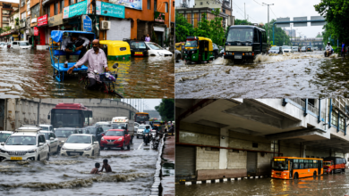 Photo of बारिश से बेहाल दिल्ली! एयरपोर्ट पर 18 फ्लाइट रद्द, 146 में देरी; कई सड़कें जलमग्न