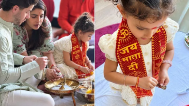 Photo of Priyanka Chopra ने लॉस एंजेलिस में मनाया दशहरा, भक्ति में लीन दिखीं बेटी मालती